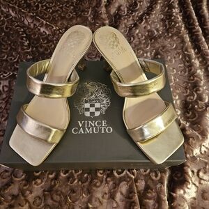 Vince Camuto Gold Metallic Nappa Sandals